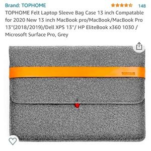 Tophome Felt Laptop Case with leather strap - 13”